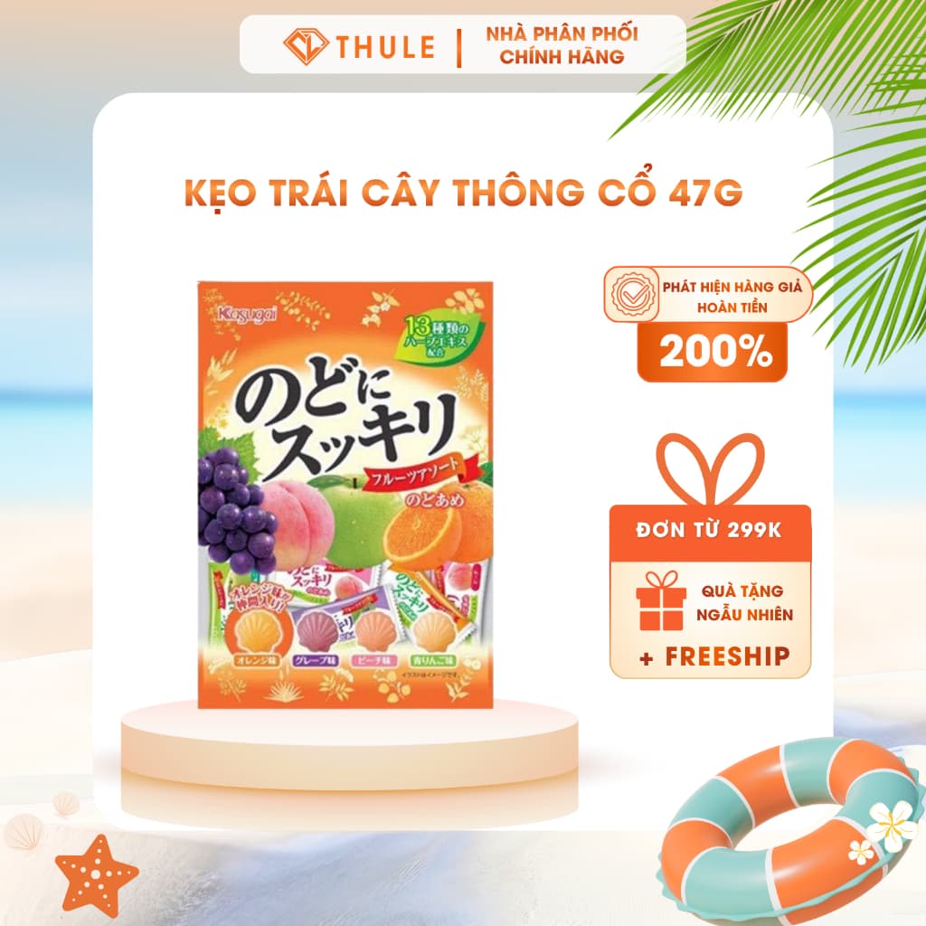 Kẹo Ngậm Trái Cây Kasugai 47g Nhật Bản – Kẹo Ngậm Thơm Miệng Vị Trái Cây