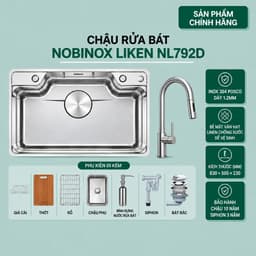 CHẬU RỬA BÁT NOBINOX LIKEN NL792D | KÍCH THƯỚC 83X50CM 1