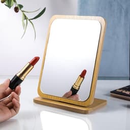 Gương Trang Điểm Để Bàn Khung Gỗ Gấp Gọn 13x18cm và Gương để Bàn Trang điểm đế Gỗ Hình đám Mây. LMS 4