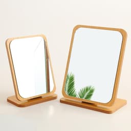 Gương Trang Điểm Để Bàn Khung Gỗ Gấp Gọn 13x18cm và Gương để Bàn Trang điểm đế Gỗ Hình đám Mây. LMS 2