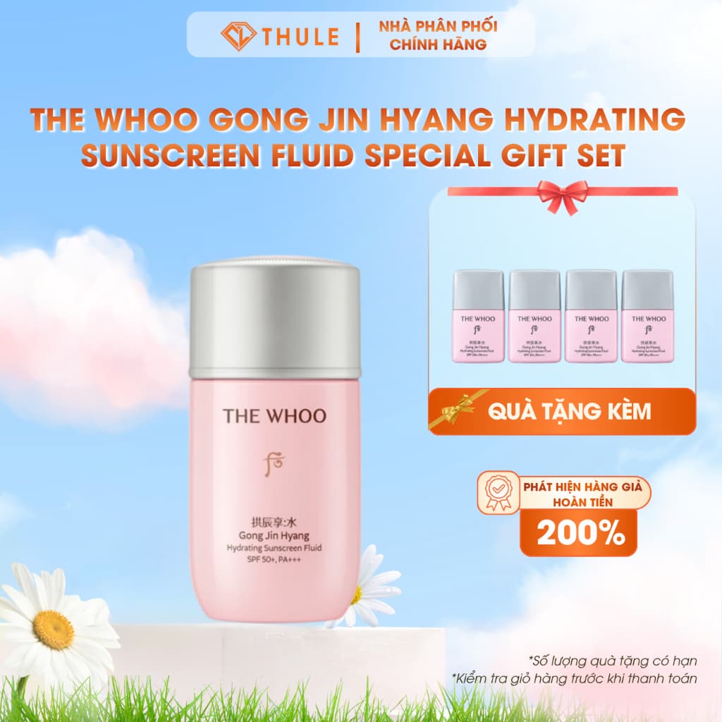 Set Kem Chống Nắng Whoo Hồng Vital Sun Fluid SPF50+ PA+++ 5pcs – Dưỡng Da Chống Nắng