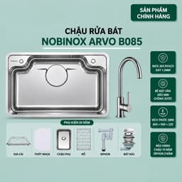 CHẬU RỬA BÁT 1 HỐ NOBINOX ARVO B085 1