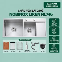CHẬU RỬA BÁT 2 HỐ NOBINOX LIKEN NL746 1