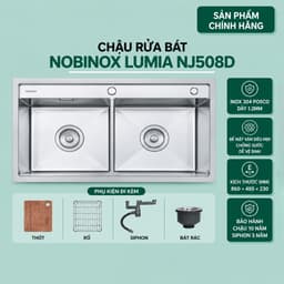 CHẬU RỬA BÁT 2 HỐ NOBINOX LUMIA NJ508D 1