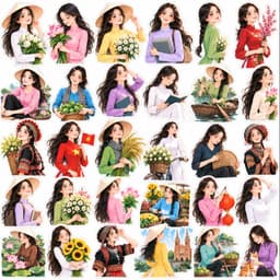 Sticker Văn Hóa Phụ Nữ Việt Nam Cao Cấp Chống Nước Bền Màu Dán Trang Trí Vở Hộp Bút Bình Giữ Nhiệt Laptop 5