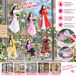 Sticker Văn Hóa Phụ Nữ Việt Nam Cao Cấp Chống Nước Bền Màu Dán Trang Trí Vở Hộp Bút Bình Giữ Nhiệt Laptop 6