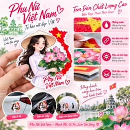 Sticker Văn Hóa Phụ Nữ Việt Nam Cao Cấp Chống Nước Bền Màu Dán Trang Trí Vở Hộp Bút Bình Giữ Nhiệt Laptop 3