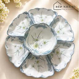 [ BepNhaRi ] Bộ Bát Hoa Mặt Trời Gốm Sứ Ceramic - Họa tiết Hoa Thủy Tiên - dâng lễ Gia Tiên 2