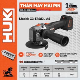 1 Máy mài pin HUK G3-ERDDL-A5, Không chổi than, 9500 v/p, Tính năng chống giật ngược, Đầu hộp số xoay 180 độ 1