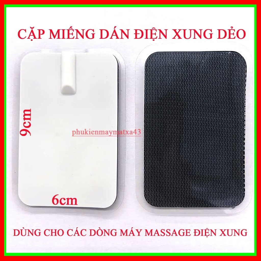 Cặp miếng dán điện xung dẻo 6cm x 9cm dùng cho máy massage điện xung DH14, DH16, DTT Care 086...