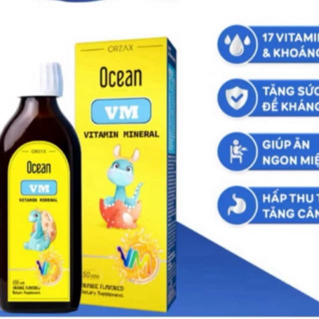 Siro Ocean VM (hộp 150 ml)  hỗ trợ bổ sung 17 vi chất cần thiết cho cơ thể, nâng cao sức khỏe, tăng đề kháng
