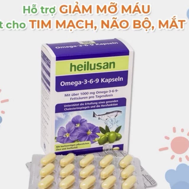 Heilusan Omega-3-6-9 Kapseln (60 viên) Bổ Sung DHA, EPA Vitamin E giúp bổ mắt, phát triển não bộ, tim mạch