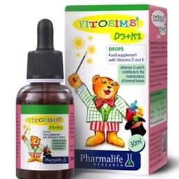 FITOBIMBI D3+K2 30ml - bổ sung vitamin D3 và K2 .giúp hỗ trợ hấp thu canxi cho cơ thể,hỗ trợ xương,răng,còi xương ở trẻ 2