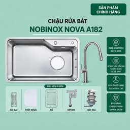 Chậu rửa 1 hố Nobinox NOVA  A182 | HÀNG CHÍNH HÃNG 1