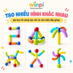 Đồ chơi lắp ghép Nam Châm từ tính Winpi Montessori 36/64 /72 Chi Tiết, Đồ chơi xếp hình,Đồ Chơi Lắp Ráp,Đồ chơi nam châm 6