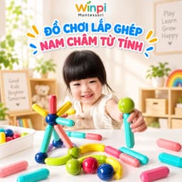 Đồ chơi lắp ghép Nam Châm từ tính Winpi Montessori 36/64 /72 Chi Tiết, Đồ chơi xếp hình,Đồ Chơi Lắp Ráp,Đồ chơi nam châm 1