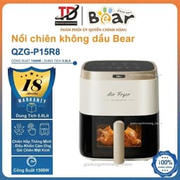 Nồi Chiên Không Dầu Bear QZG-P15R8, 5L-1500W, Giỏ Chiên Mặt Kính, Hàng Chính Hãng 1