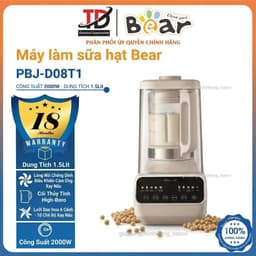 Máy Làm Sữa Hạt Bear PBJ-D08T1, 1.5L-2000W, 10 Chức Năng Có Nắp Chụp Chống Ồn, Hàng Chính Hãng 1