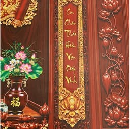 Tranh Dán Tường Phòng Thờ Gia Tiên Trang Nghiêm Dễ Dán - Vải Lụa Kim Tuyến Cao Cấp(Gửi Kèm Keo dán) 5
