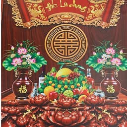 Tranh Dán Tường Phòng Thờ Gia Tiên Trang Nghiêm Dễ Dán - Vải Lụa Kim Tuyến Cao Cấp(Gửi Kèm Keo dán) 4