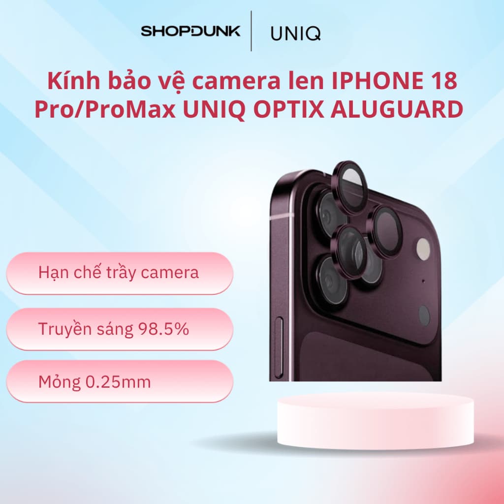 Kính bảo vệ camera len IPHONE 18 Pro/ProMax UNIQ OPTIX ALUGUARD CAMERA LENS PROTECTOR