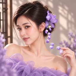 Kẹp Tóc Hoa Tím Dáng Rủ Nữ Tính – Kẹp Hoa Cài Tóc Nàng Thơ, Phụ Kiện Áo Dài Cổ Trang Chụp Ảnh 2