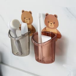 Cốc Gấu Dán Tường Đa Năng Để Đựng Bàn Chải Đánh Răng Có Lỗ Thoát Nước Tiện Lợi - Kệ Hộp Dán Tường 4