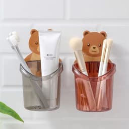 Cốc Gấu Dán Tường Đa Năng Để Đựng Bàn Chải Đánh Răng Có Lỗ Thoát Nước Tiện Lợi - Kệ Hộp Dán Tường 7