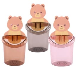 Cốc Gấu Dán Tường Đa Năng Để Đựng Bàn Chải Đánh Răng Có Lỗ Thoát Nước Tiện Lợi - Kệ Hộp Dán Tường 1
