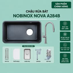 CHẬU RỬA BÁT 1 HỐ NOBINOX NOVA A284B 1
