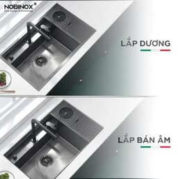 CHẬU RỬA BÁT 1 HỐ NOBINOX LUMIA NJ510B 6