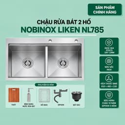 CHẬU RỬA BÁT 2 HỐ NOBINOX LIKEN NL785 1