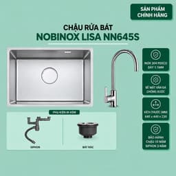 CHẬU RỬA BÁT NOBINOX LISA NN645S | KÍCH THƯỚC 64 X 44CM | HÀNG CHÍNH HÃNG 1