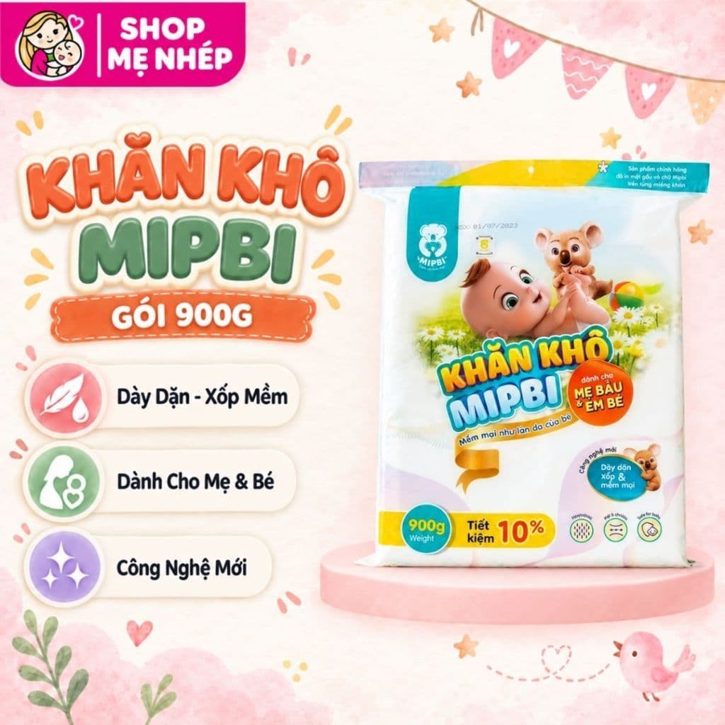 Khăn vải khô đa năng Mipbi cao cấp gói lớn tiết kiệm - mềm mại an toàn cho bé và cả gia đình