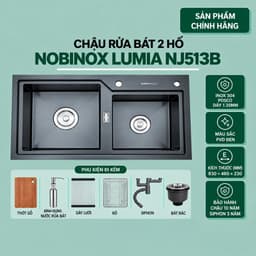 CHẬU RỬA BÁT 2 HỐ NOBINOX LUMIA NJ513B 1
