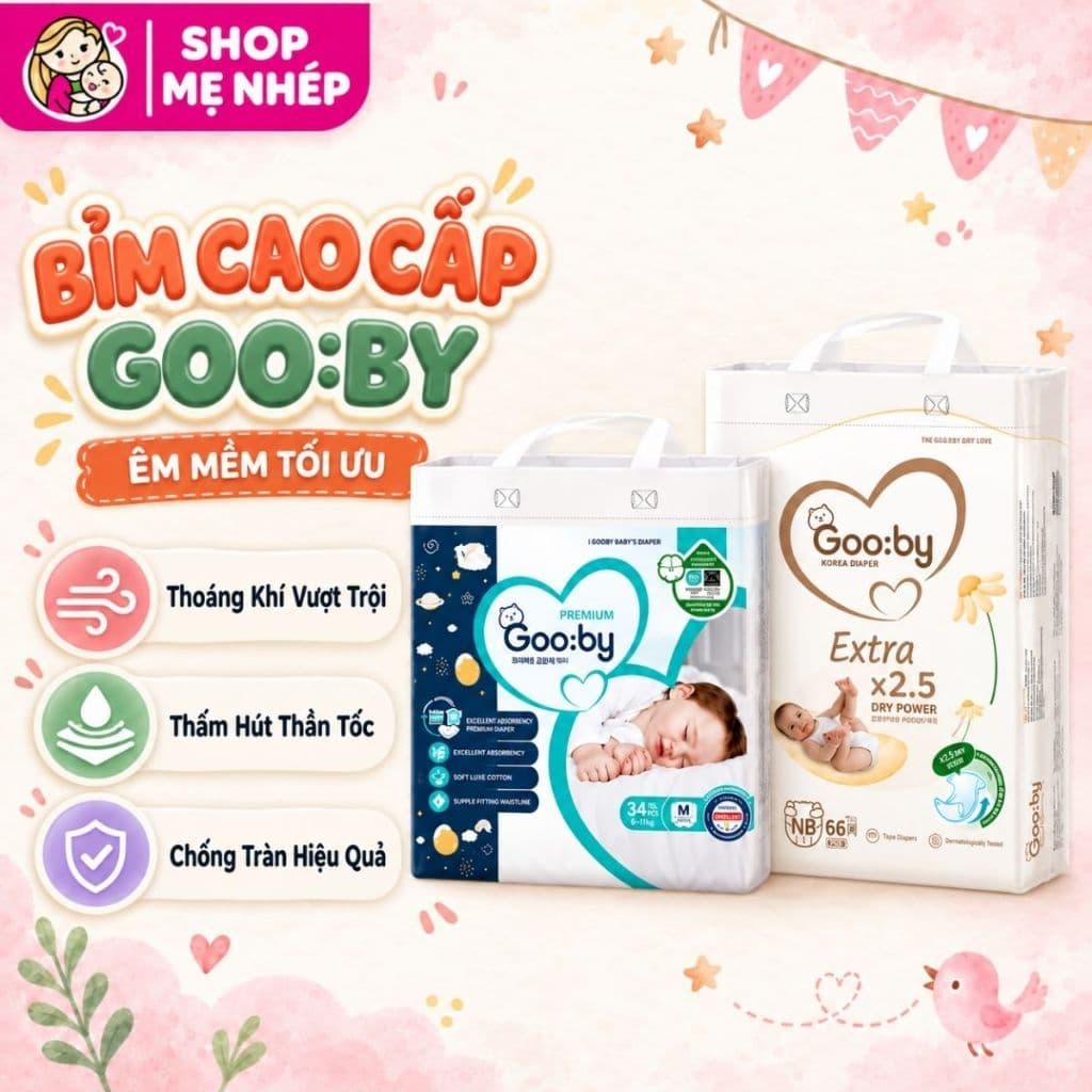 Tã/bỉm Gooby Ngày và Đêm mềm mại, siêu thấm hút đủ size cho bé 4-30kg