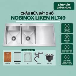 CHẬU RỬA BÁT 2 HỐ NOBINOX LIKEN NL749 1