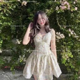 Váy Hoa Nhí Corset 2 Dây Buộc Vai Dáng Xoè Tiểu Thư 6
