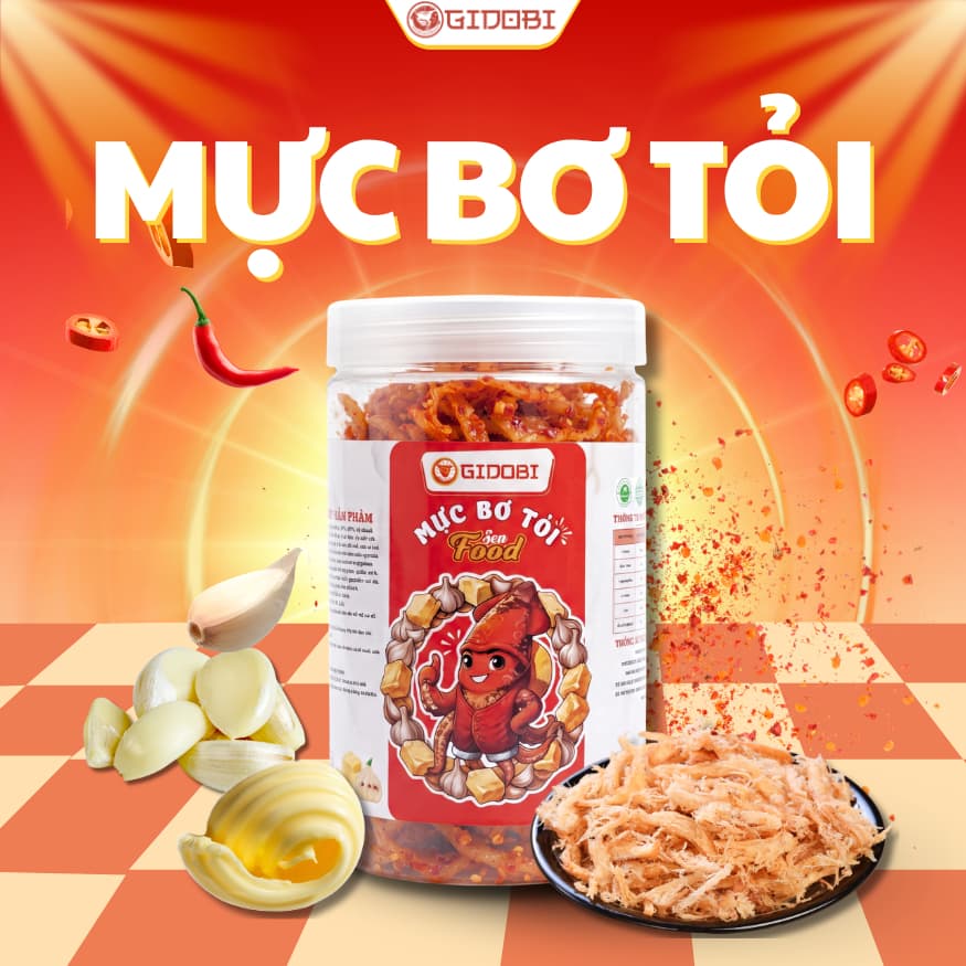 [GIDOBI] Khô Mực Xé Sốt Bơ Tỏi Phan Thiết 200g-Thơm ngon, đậm đà, chuẩn vị, chất lượng xuất khẩu.
