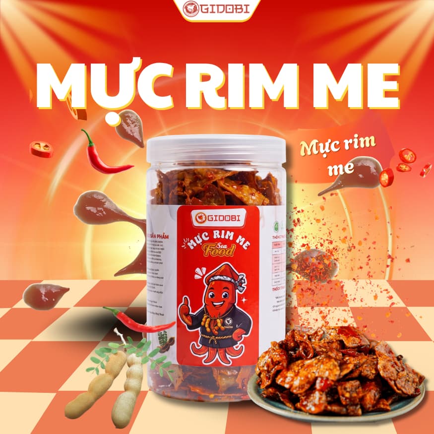[GIDOBI] Mực rim me Phan Thiết cay ít 200g – Vị chua ngọt cay hài hòa, mực tươi ngon, ăn liền tiện lợi-ăn vặt ngon rẻ