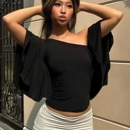 Áo Thun Lệch Vai Tay Loe Ngắn Ôm Tôn Dáng 7