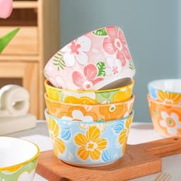 Chén Sứ Trụ 3D Hình Hoa 4.5inch 11cm 2