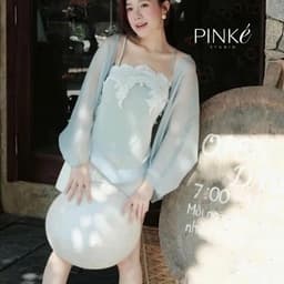 Set Áo Lụa Ren Giọt Nước Phối Áo Choàng Tơ Kèm Chân Váy Lụa Ngắn 4