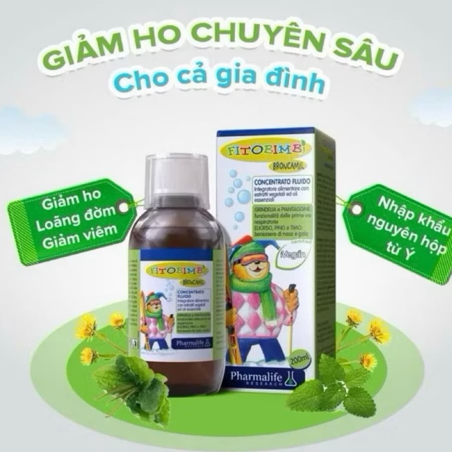 FITOBIMBI BRONCAMIL ( 200ml )Siro ho Hỗ Trợ,Giảm Ho Đờm,Viêm Họng,Viêm Phế Quản.Làm Dịu Mát Đường Hô Hấp