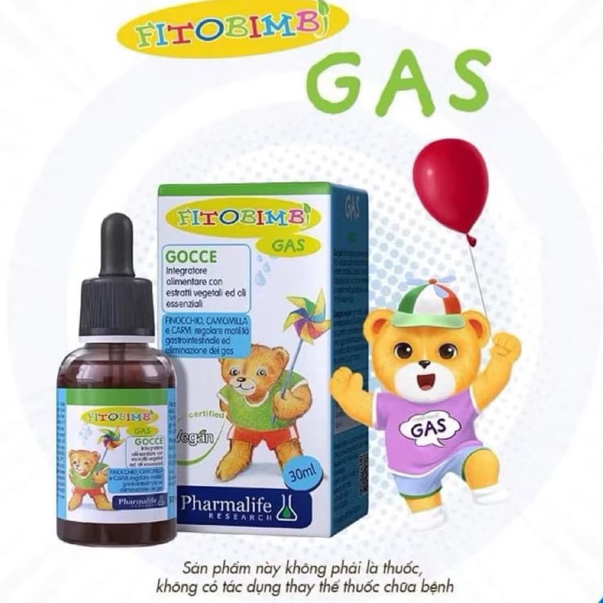 FITOBIMBI GAS Hỗ Trợ Giảm Nôn Trớ, Đầy Hơi, Chướng  Bụng, Kho Tiêu Cho Bé Chai 30ml