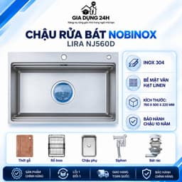 CHẬU RỬA BÁT NOBINOX LIRA NJ560D | Hàng chính hãng | BH 10 NĂM 1