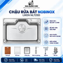 CHẬU RỬA BÁT NOBINOX LIKEN NL725D | KÍCH THƯỚC 80X50cm  | Hàng chính hãng 1