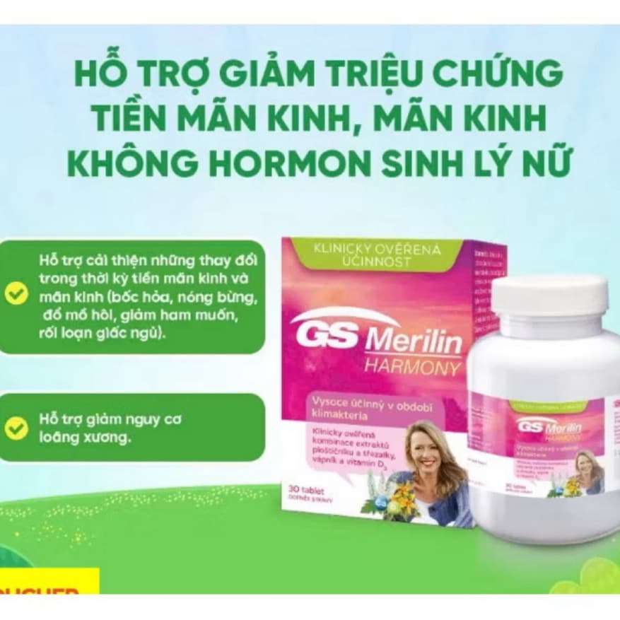GS Merilin ( Hộp 30 viên ) Hỗ trợ cân bằng nội tiết tố nữ, cho phụ nữ tiền mãn kinh và mãn kinh , Cộng Hòa Séc