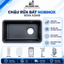 CHẬU RỬA BÁT 1 HỐ NOBINOX NOVA A284B 1