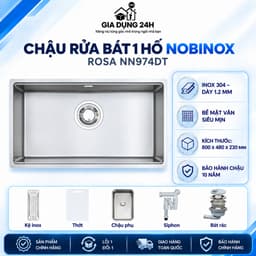 CHẬU RỬA BÁT 1 HỐ NOBINOX ROSA NN974DT | Hàng chính hãng 1